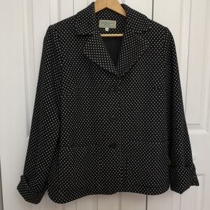 Vintage Ellen Margaret Moody Black Polka Dot Wool Blazer M